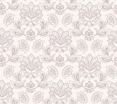 Jacobean floral vector pattern, meadow flowers background Stock Illustration