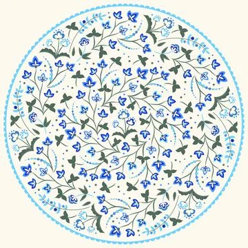 Jacobean flowers, round composition Stock Illustration