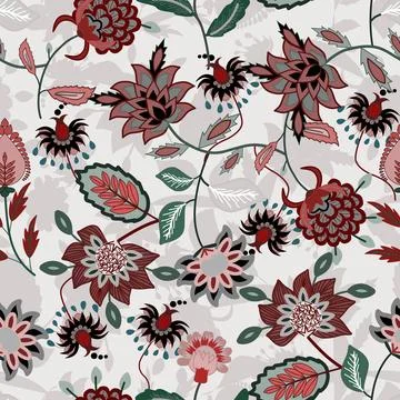 Jacobean Print Pattern Seamless ,Floral seamless pattern Stock Illustration