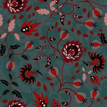 Jacobean Print Pattern Seamless ,Floral seamless pattern Stock Illustration