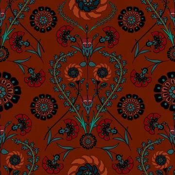 Jacobean Print Pattern Seamless ,Floral seamless pattern Stock Illustration