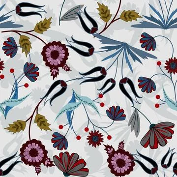 Jacobean Print Pattern Seamless ,Floral seamless pattern Stock Illustration
