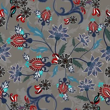 Jacobean Print Pattern Seamless ,Floral seamless pattern Stock Illustration