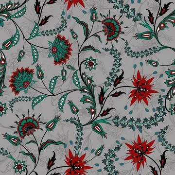 Jacobean Print Pattern Seamless ,Floral seamless pattern Stock Illustration