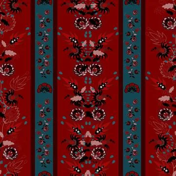 Jacobean Print Pattern Seamless ,Floral seamless pattern Stock Illustration