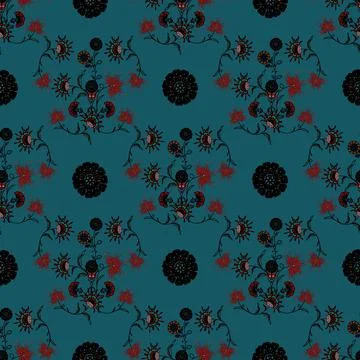 Jacobean Print Pattern Seamless ,Floral seamless pattern Stock Illustration