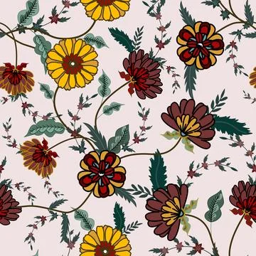 Jacobean Print Pattern Seamless ,Floral seamless pattern Stock Illustration