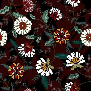 Jacobean Print Pattern Seamless ,Floral seamless pattern Stock Illustration
