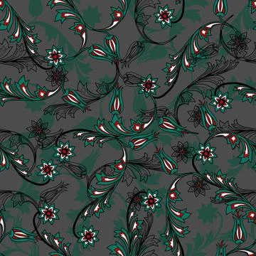 Jacobean Print Pattern Seamless ,Floral seamless pattern Stock Illustration