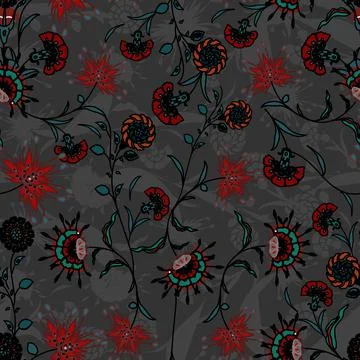 Jacobean Print Pattern Seamless ,Floral seamless pattern Stock Illustration