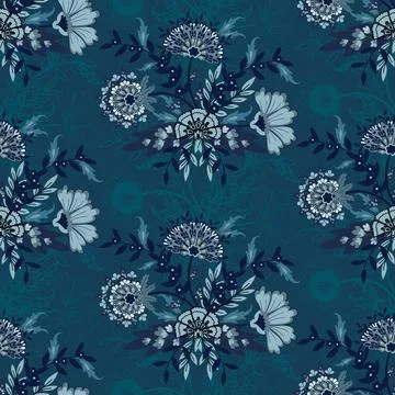 Jacobean Print Pattern Seamless ,Floral seamless pattern Stock Illustration