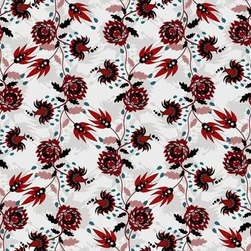Jacobean Print Pattern Seamless ,Floral seamless pattern Stock Illustration