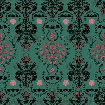Jacobean Print Pattern Seamless ,Floral seamless pattern Stock Illustration