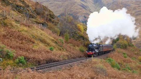 Jacobite Express Steam Train Stock Footage 81871394