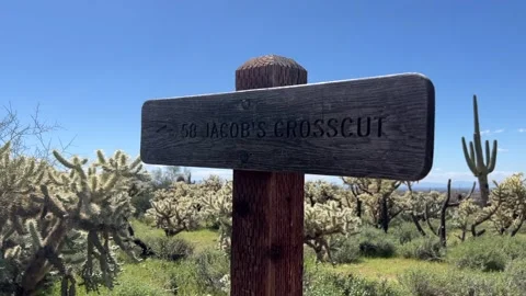 Jacob's Crosscut Trail at  Superstition Mountains East Phoenix Stock Footage 269718092