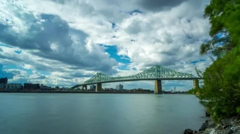 Jacques Cartier Bridge Clouds Timelapse Montreal 4k 1080 Stock Footage 52951837