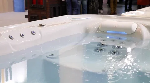 Jacuzzi bath with changing different color lights Stock Footage 53807382