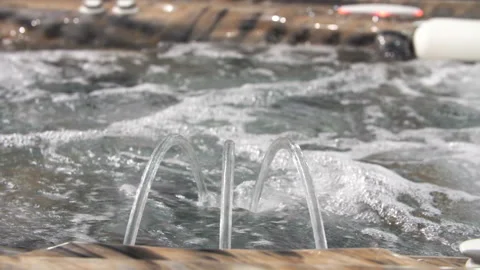 Jacuzzi jet of blue water with bubbles Stock Footage 88680602