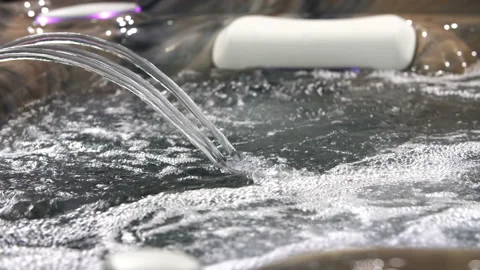 Jacuzzi jet of blue water with bubbles Stock Footage 88680663
