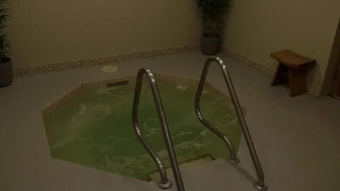 Jacuzzi  with running pump. Hot tub. 스톡 동영상 77809712