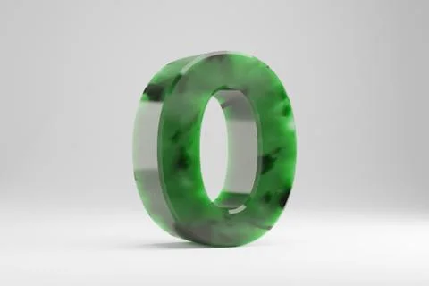 Jade 3d number 0. Jade number isolated on white background. 3d rendered font  Stock-Illustration