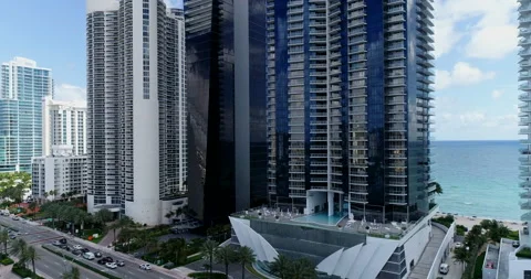 Jade Beach, Muse, and the other towers of Sunny Isles Stock Footage 149685020