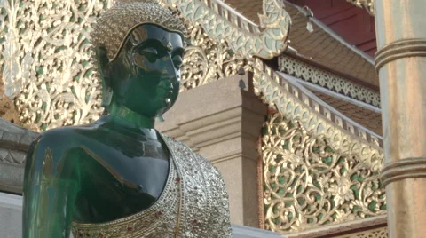 A jade Buddha statue at Wat Phra That Doi Suthep in Chiang Mai, Thailand Stock Footage 48197657