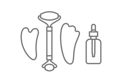 Jade face roller and gua sha stone scraper Stock Illustration