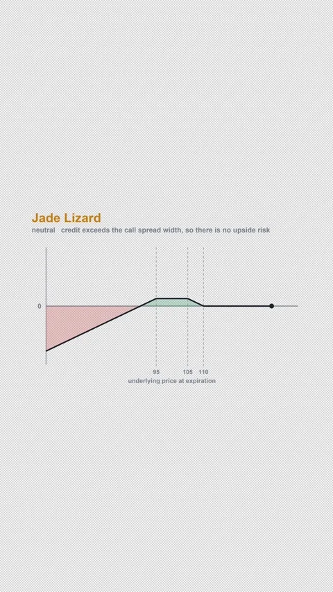 Jade Lizard Options Strategy Payoff Diagram Alpha 4K Vertical 9x16 Light Labeled Видео 339507028