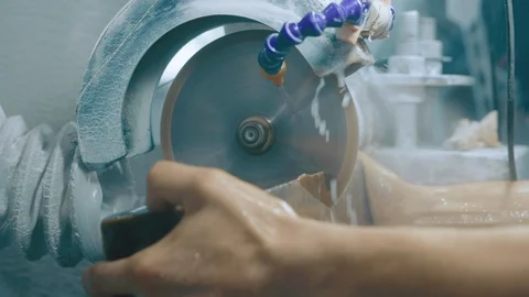 Jade nephritis nephrite processing greenstone factory making Stock Footage 116420059