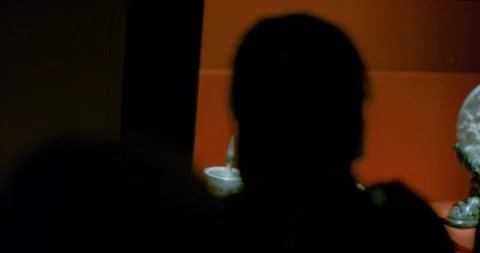 Jade Object observed from Behind shoulder Stock Footage 143437595