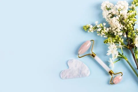 Jade roller and gua sha Stock Photos