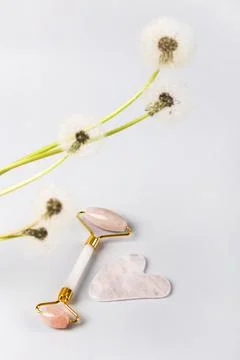 Jade roller and gua sha Stock Photos