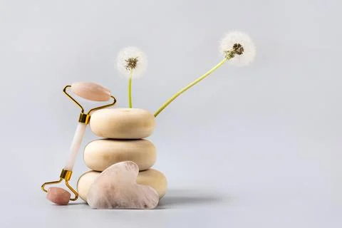 Jade roller and gua sha Stock Photos