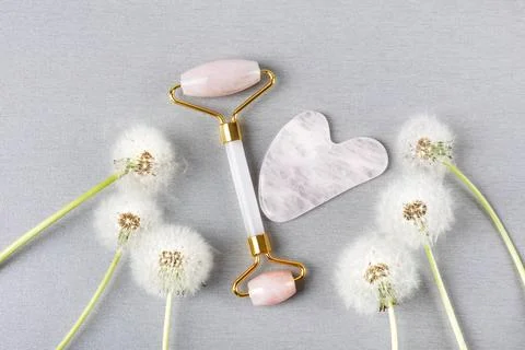 Jade roller and gua sha Stock Photos