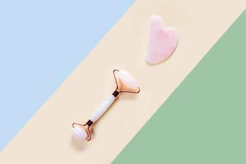 Jade roller for face massage. Stock Photos