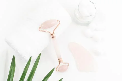 Jade roller. Jade face roller for beauty facial massage therapy Stock Photos