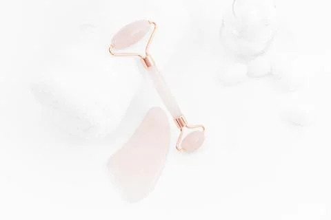 Jade roller. Jade face roller for beauty facial massage therapy 写真素材