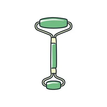 Jade roller tool. Green jade facial roller for beauty, skincare, and anti-a.. Stock Illustration