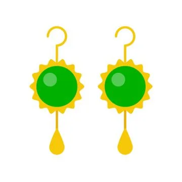 Jade stone or emerald drop earring, jewelry related icon, flat design Stock Illustration