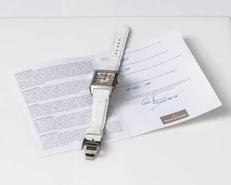 Jaeger Lecoultre watch, reverse model. Steel watch with diamond bezel, with.. 写真素材