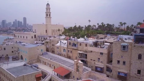 Jaffa 2017 monastery reveal Tel Aviv 4k Video stock 75243333