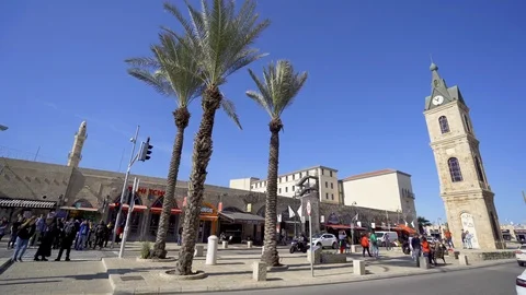 Jaffa clock tower. Tel Aviv, Israel Stock Footage 124793299