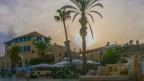 Jaffa evening 4k time lapse 库存影片 87619401
