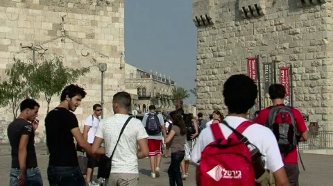 Jaffa Gate into Jerusalem Stock Footage 487715