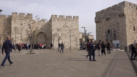 Jaffa Gate square Jerusalem Stock Footage 121275408