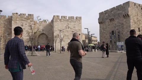 Jaffa Gate square Jerusalem Stock Footage 121277093