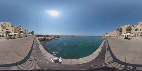 Jaffa harbor 360 Stockbeeldmateriaal 92212507