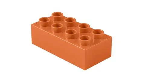 Jaffa Orange Plastic Lego Block Isolated on a White Background. Stock Illustration