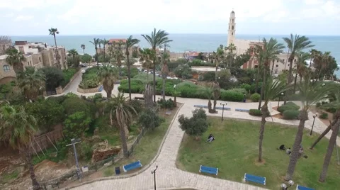 Jaffa - Ramesses Gate; Jaffa Port; Mediterranean Sea 스톡 동영상 64149704